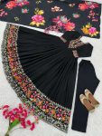 ATTRACTIVE CHINON SILK EMBROIDERY SEQUENCE WORK GOWN PANT WITH DUPATTA FESTIVAL WEAR WHOLESALE PRICE ETHNIC GARMENT (9)