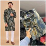 ATTRACTIVE COTTON FOIL PRINT WORK MENS KURTA PAJAMA FESTIVAL WEAR WHOLESALE PRICE ETHNIC GARMENT (9)