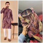 ATTRACTIVE COTTON FOIL PRINT WORK MENS KURTA PAJAMA FESTIVAL WEAR WHOLESALE PRICE ETHNIC GARMENT (12)