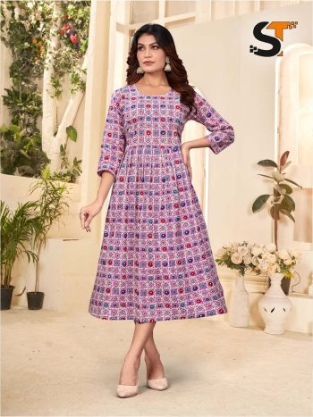 ATTRACTIVE COTTON PRINT WORK ONE PIECE MULTI