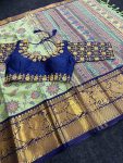 ATTRACTIVE COTTON PRINT WORK SAREE WITH READY MADE BLOUSE FESTIVAL WEAR WHOLESALE PRICE ETHNIC GARMENT (1)