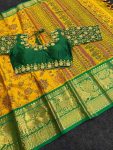 ATTRACTIVE COTTON PRINT WORK SAREE WITH READY MADE BLOUSE FESTIVAL WEAR WHOLESALE PRICE ETHNIC GARMENT (12)