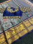 ATTRACTIVE COTTON PRINT WORK SAREE WITH READY MADE BLOUSE FESTIVAL WEAR WHOLESALE PRICE ETHNIC GARMENT (13)