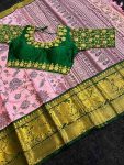 ATTRACTIVE COTTON PRINT WORK SAREE WITH READY MADE BLOUSE FESTIVAL WEAR WHOLESALE PRICE ETHNIC GARMENT (4)