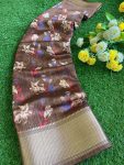 ATTRACTIVE COTTON PRINT WORK SAREE WITH UNSTITCHED BLOUSE FESTIVAL WEAR WHOLESALE PRICE ETHNIC GARMENT (5)