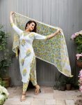 ATTRACTIVE COTTON PRINT WORK TOP BOTTOM WITH DUPATTA CASUAL WEAR WHOLESALE PRICE ETHNIC GARMENT (13)