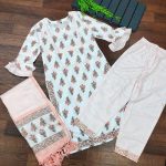 ATTRACTIVE COTTON PRINT WORK TOP BOTTOM WITH DUPATTA CASUAL WEAR WHOLESALE PRICE ETHNIC GARMENT (4)