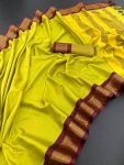 ATTRACTIVE COTTON WEAVING WORK SAREE WITH UNSTITCHED BLOUSE FESTIVAL WEAR WHOLESALE PRICE ETHNIC GARMENT (1)