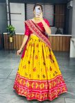 ATTRACTIVE DOLA SILK PRINT WITH FOIL WORK LEHENGA CHOLI WITH DUPATTA FESTIVAL WEAR WHOLESALE PRICE ETHNIC GARMENT (1)