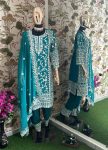 ATTRACTIVE GEORGETTE EMBROIDERY AND REAL MIRROR WORK TOP PALAZZO WITH DUPATTA FESTIVAL WEAR WHOLESALE PRICE ETHNIC GARMENT (1)