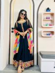 ATTRACTIVE GEORGETTE EMBROIDERY GAMTHI AND REAL MIRROR WORK GOWN PANT WITH DUPATTA FESTIVAL WEAR WHOLESALE PRICE ETHNIC GARMENT (6)