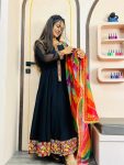 ATTRACTIVE GEORGETTE EMBROIDERY GAMTHI AND REAL MIRROR WORK GOWN PANT WITH DUPATTA FESTIVAL WEAR WHOLESALE PRICE ETHNIC GARMENT (6)