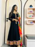 ATTRACTIVE GEORGETTE EMBROIDERY GAMTHI AND REAL MIRROR WORK GOWN PANT WITH DUPATTA FESTIVAL WEAR WHOLESALE PRICE ETHNIC GARMENT (6)