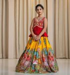 ATTRACTIVE GEORGETTE EMBROIDERY SEQUENCE CRUSH WORK KID’S LEHENGA WITH CHOLI PARTY WEAR WHOLESALE PRICE ETHNIC GARMENT (3)