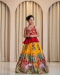 ATTRACTIVE GEORGETTE EMBROIDERY SEQUENCE CRUSH WORK KID’S LEHENGA WITH CHOLI PARTY WEAR WHOLESALE PRICE ETHNIC GARMENT (3)