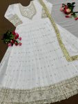 ATTRACTIVE GEORGETTE EMBROIDERY SEQUENCE WORK GOWN WITH DUPATTA FESTIVAL WEAR WHOLESALE PRICE ETHNIC GARMENT (7)