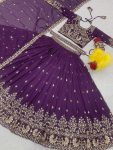 ATTRACTIVE GEORGETTE EMBROIDERY SEQUENCE WORK LEHENGA CHOLI WITH DUPATTA FESTIVAL WEAR WHOLESALE PRICE ETHNIC GARMENT (3)