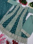 ATTRACTIVE GEORGETTE EMBROIDERY SEQUENCE WORK TOP PALAZZO WITH DUPATTA FESTIVAL WEAR WHOLESALE PRICE ETHNIC GARMENT (4)