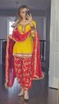 ATTRACTIVE GEORGETTE EMBROIDERY SEQUENCE WORK TOP PATIYALAWITH DUPATTA RED