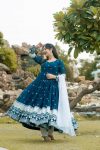 ATTRACTIVE GEORGETTE EMBROIDERY WORK GOWN PANT WITH DUPATTA FESTIVAL WEAR WHOLESALE PRICE ETHNIC GARMENT (16)