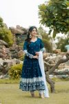 ATTRACTIVE GEORGETTE EMBROIDERY WORK GOWN PANT WITH DUPATTA FESTIVAL WEAR WHOLESALE PRICE ETHNIC GARMENT (16)