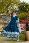 ATTRACTIVE GEORGETTE EMBROIDERY WORK GOWN PANT WITH DUPATTA FESTIVAL WEAR WHOLESALE PRICE ETHNIC GARMENT (16)