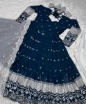ATTRACTIVE GEORGETTE EMBROIDERY WORK GOWN PANT WITH DUPATTA FESTIVAL WEAR WHOLESALE PRICE ETHNIC GARMENT (16)