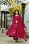 ATTRACTIVE GEORGETTE EMBROIDERY WORK GOWN PANT WITH DUPATTA FESTIVAL WEAR WHOLESALE PRICE ETHNIC GARMENT (3)