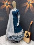 ATTRACTIVE GEORGETTE EMBROIDERY WORK GOWN PANT WITH DUPATTA FESTIVAL WEAR WHOLESALE PRICE ETHNIC GARMENT (16)