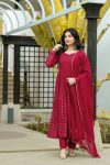 ATTRACTIVE GEORGETTE EMBROIDERY WORK GOWN PANT WITH DUPATTA FESTIVAL WEAR WHOLESALE PRICE ETHNIC GARMENT (3)