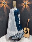 ATTRACTIVE GEORGETTE EMBROIDERY WORK GOWN PANT WITH DUPATTA FESTIVAL WEAR WHOLESALE PRICE ETHNIC GARMENT (16)