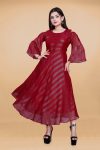 ATTRACTIVE GEORGETTE PLAIN GOWN MAROON