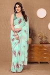 ATTRACTIVE GEORGETTE PRINT WORK ONE MINUTE SAREE WITH UNSTITCHED BLOUSE CASUAL WEAR WHOLESALE PRICE ETHNIC GARMENT (2)