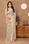 ATTRACTIVE GEORGETTE PRINT WORK ONE MINUTE SAREE WITH UNSTITCHED BLOUSE CASUAL WEAR WHOLESALE PRICE ETHNIC GARMENT (6)