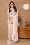 ATTRACTIVE GEORGETTE PRINT WORK ONE MINUTE SAREE WITH UNSTITCHED BLOUSE CASUAL WEAR WHOLESALE PRICE ETHNIC GARMENT (8)