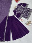 ATTRACTIVE GEORGETTE SEQUENCE WITH THREAD WORK TOP PALAZZO WITH DUPATTA FESTIVAL WEAR WHOLESALE PRICE ETHNIC GARMENT (21)