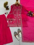 ATTRACTIVE GEORGETTE SEQUENCE WITH THREAD WORK TOP PALAZZO WITH DUPATTA FESTIVAL WEAR WHOLESALE PRICE ETHNIC GARMENT (1)