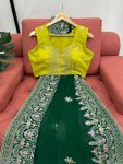 ATTRACTIVE GEORGETTE THREAD WORK SAREE WITH UNSTITCHED BLOUSE PARTY WEAR WHOLESALE PRICE ETHNIC GARMENT (7)