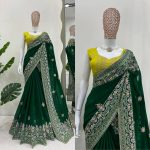 ATTRACTIVE GEORGETTE THREAD WORK SAREE WITH UNSTITCHED BLOUSE PARTY WEAR WHOLESALE PRICE ETHNIC GARMENT (7)