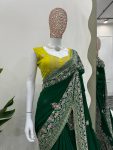 ATTRACTIVE GEORGETTE THREAD WORK SAREE WITH UNSTITCHED BLOUSE PARTY WEAR WHOLESALE PRICE ETHNIC GARMENT (7)