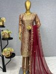 ATTRACTIVE JIMMY CHOO EMBROIDERY SEQUENCE WORK TOP PANT WITH DUPATTA CASUAL WEAR WHOLESALE PRICE ETHNIC GARMENT (3)