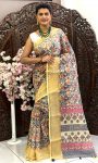 ATTRACTIVE LINEN DIGITAL PRINT WITH SEQUENCE BORDER WORK SAREE WITH UNSTITCHED BOLUSE CASUAL WEAR WHOLESALE PRICE ETHNIC GARMENT (4)