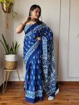 ATTRACTIVE LINEN DIGITAL PRINT WORK SAREE WITH UNSTITCHED BOLUSE OFFICE WEAR WHOLESALE PRICE ETHNIC GARMENT (10)