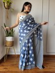 ATTRACTIVE LINEN DIGITAL PRINT WORK SAREE WITH UNSTITCHED BOLUSE OFFICE WEAR WHOLESALE PRICE ETHNIC GARMENT (13)