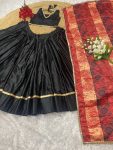 ATTRACTIVE MALAI SILK PLAIN LEHENGA CHOLI WITH DIGITAL PRINT AND MIRROR WORK DUPATTA FESTIVAL WEAR WHOLESALE PRICE ETHNIC GARMENT (3)