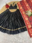ATTRACTIVE MALAI SILK PLAIN LEHENGA CHOLI WITH DIGITAL PRINT AND MIRROR WORK DUPATTA FESTIVAL WEAR WHOLESALE PRICE ETHNIC GARMENT (3)