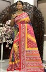 ATTRACTIVE MUSLIN BANDHEJ WITH PATOLA DIGITAL PRINT WORK SAREE WITH UNSTITCHED BOLUSE FESTIVAL WEAR WHOLESALE PRICE ETHNIC GARMENT (6)