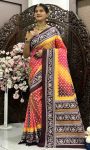 ATTRACTIVE MUSLIN BANDHEJ WITH PATOLA DIGITAL PRINT WORK SAREE WITH UNSTITCHED BOLUSE FESTIVAL WEAR WHOLESALE PRICE ETHNIC GARMENT (7)