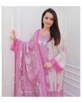 ATTRACTIVE MUSLIN DIGITAL PRINT WORK TOP BOTTOM WITH DUPATTA FESTIVAL WEAR WHOLESALE PRICE ETHNIC GARMENT (2)
