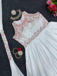 ATTRACTIVE MUSLIN THREAD AND SEQUENCE WORK GOWN WITH DUPATTA FESTIVAL WEAR WHOLESALE PRICE ETHNIC GARMENT (43)